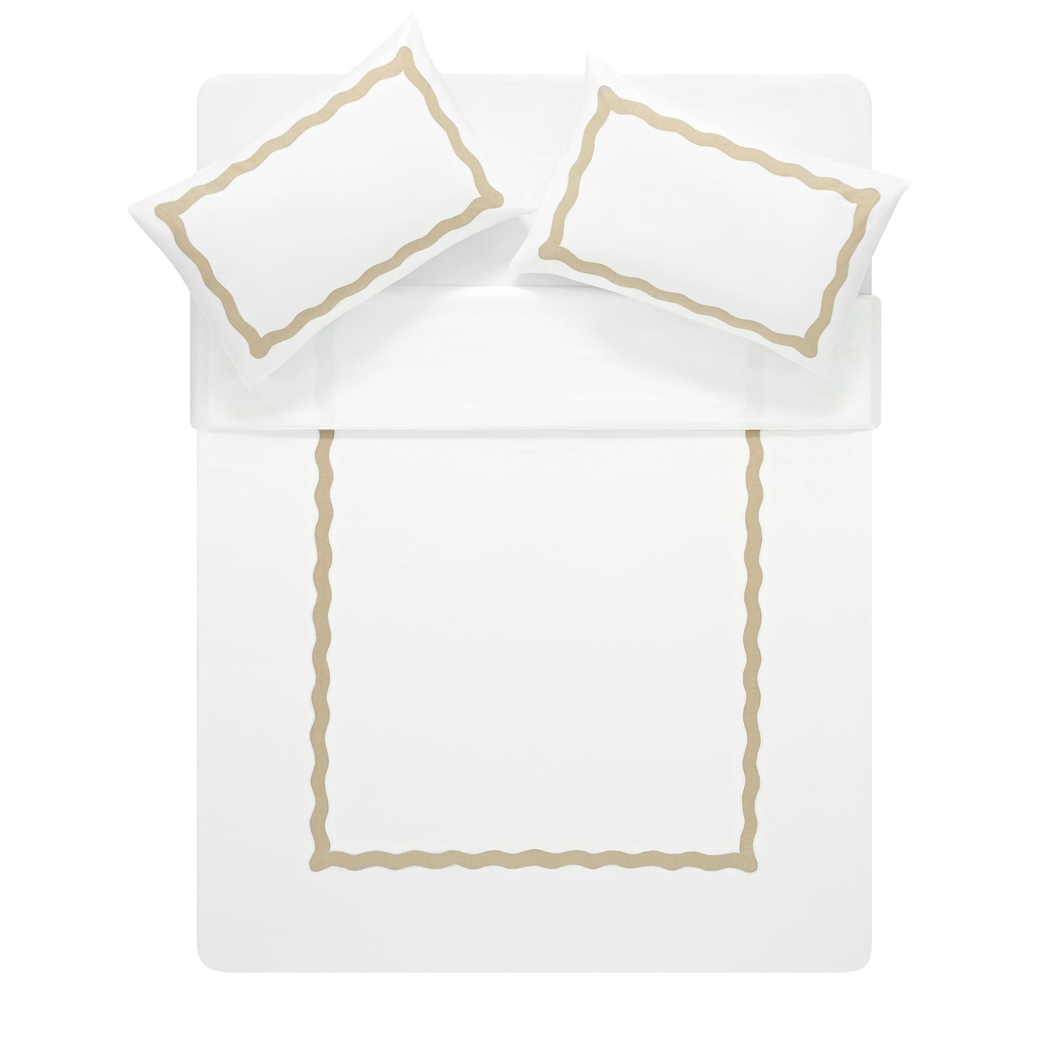 Lucinda Natural Wave 300 Thread Count Cotton Percale Duvet Set