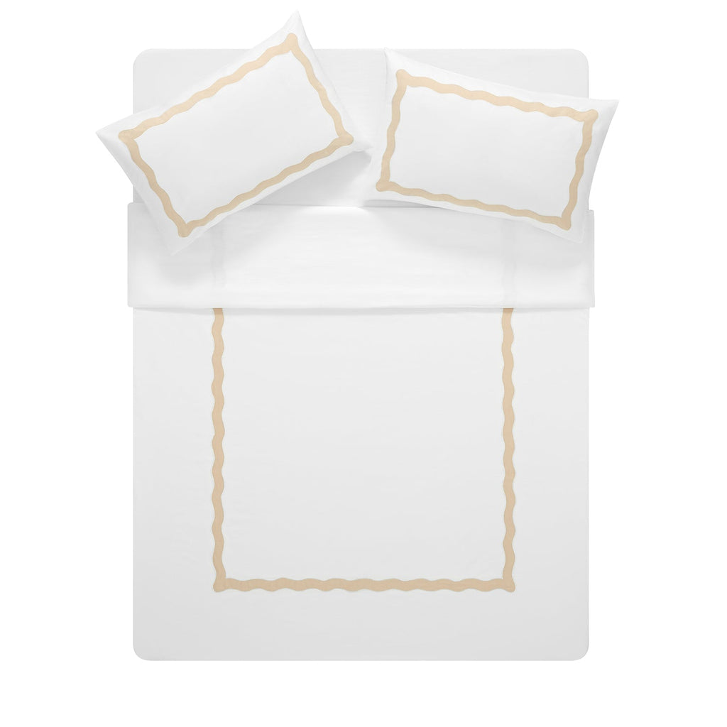 Lucinda Peach Melba Wave 300 Thread Count Cotton Percale Duvet Set