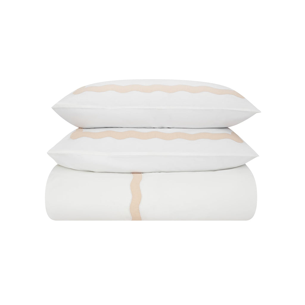 Lucinda Peach Melba Wave 300 Thread Count Cotton Percale Duvet Set