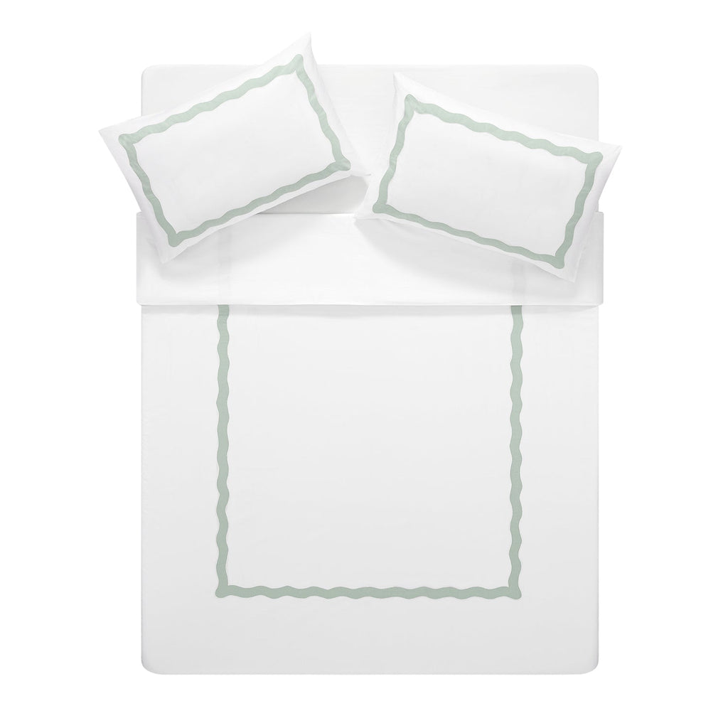 Lucinda Seafoam Green Wave 300 Thread Count Cotton Percale Duvet Set