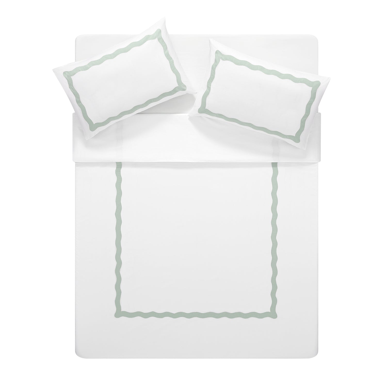 Lucinda Seafoam Green Wave 300 Thread Count Cotton Percale Duvet Set