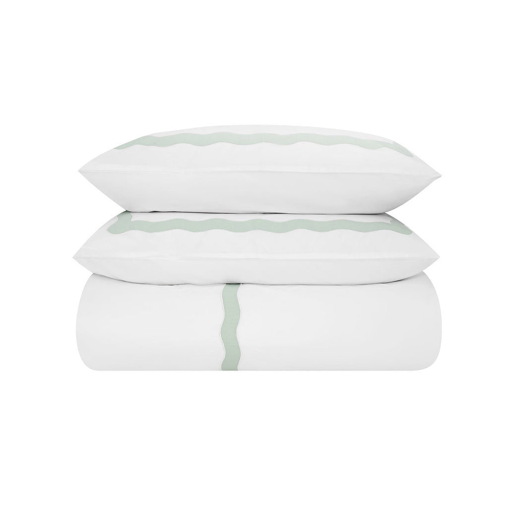 Lucinda Seafoam Green Wave 300 Thread Count Cotton Percale Duvet Set