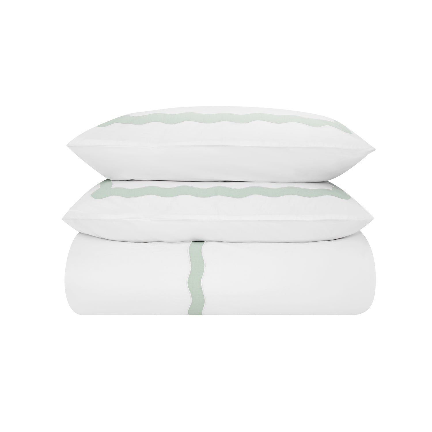 Lucinda Seafoam Green Wave 300 Thread Count Cotton Percale Duvet Set