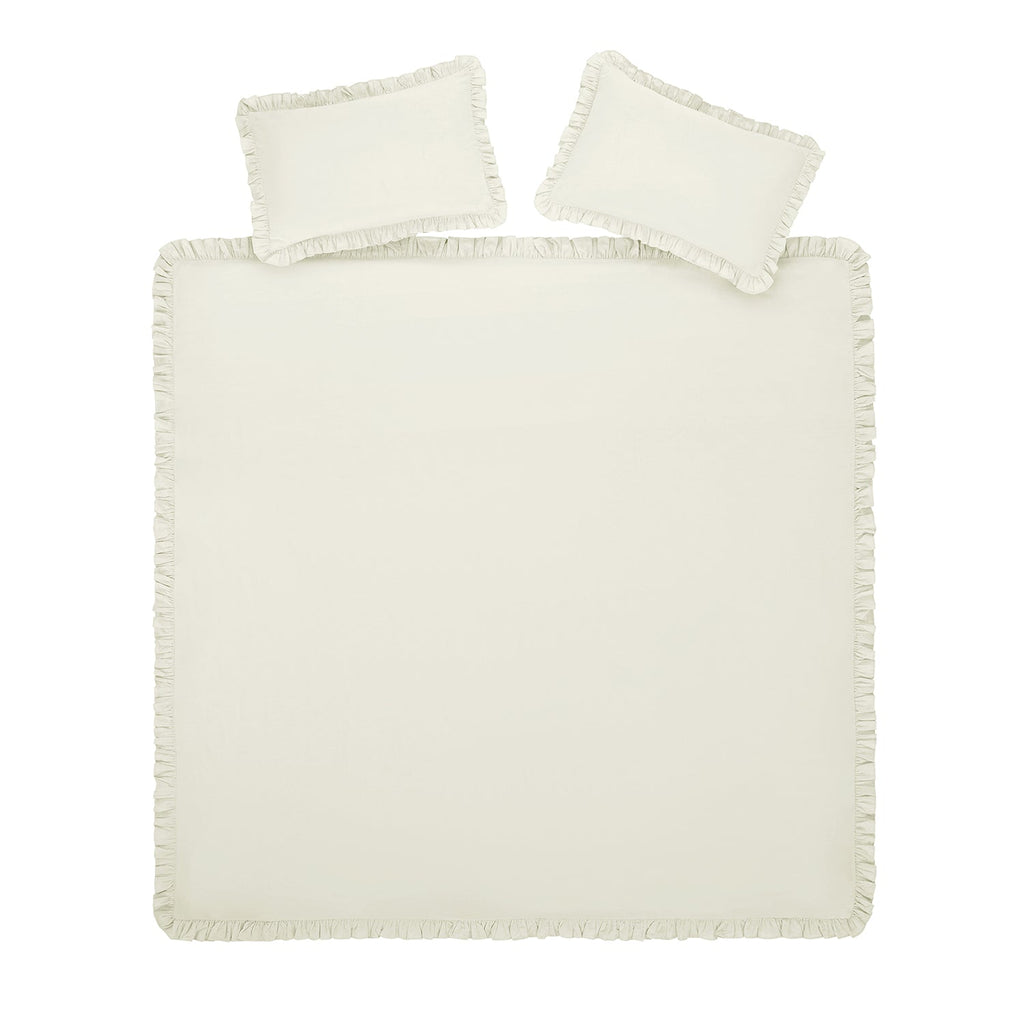 Matilda Cream Ruffle Linen Blend Duvet Set