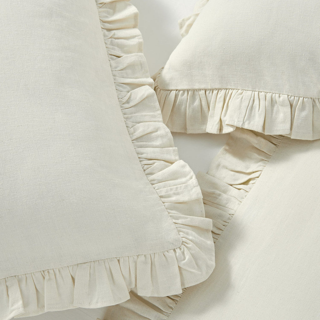 Matilda Cream Ruffle Linen Blend Duvet Set