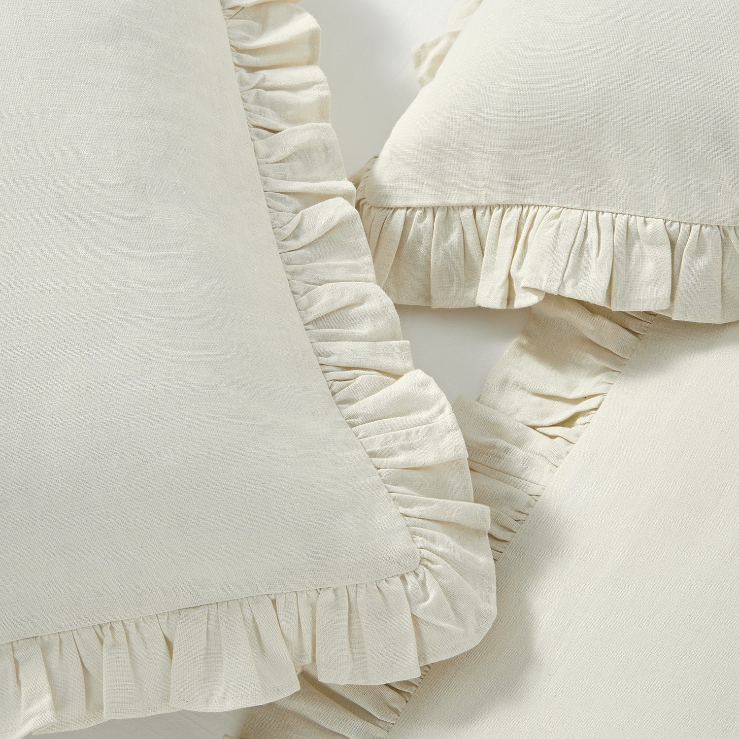 Matilda Cream Ruffle Linen Blend Duvet Set