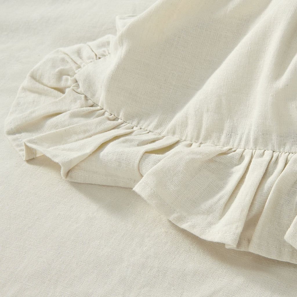 Matilda Cream Ruffle Linen Blend Duvet Set