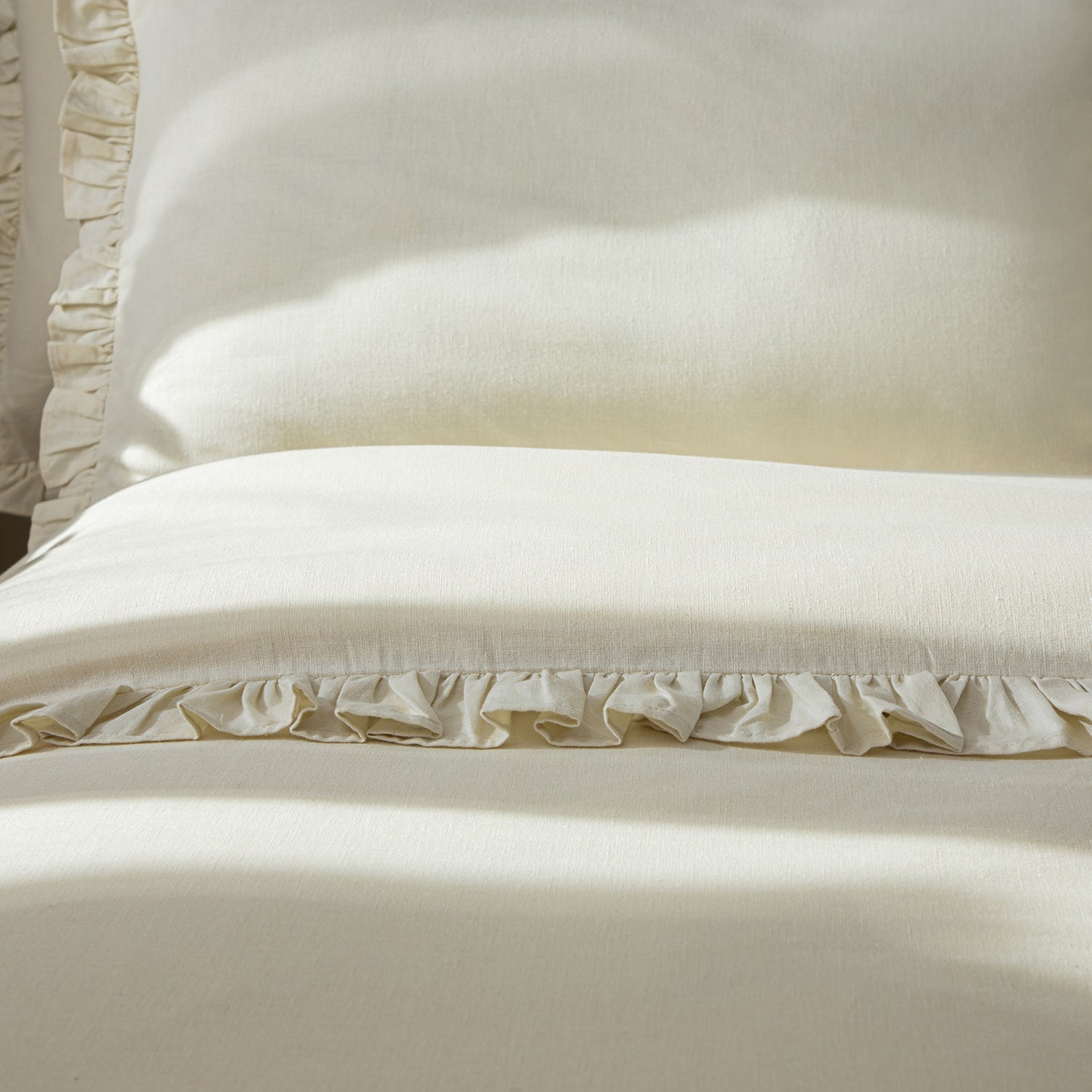 Matilda Cream Ruffle Linen Blend Duvet Set