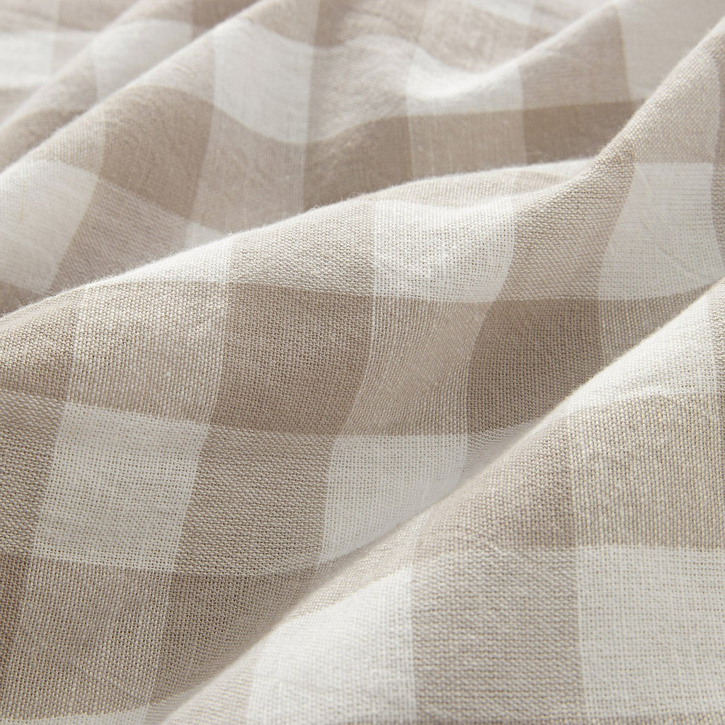 Matilda Beige Gingham Ruffle Linen Blend Duvet Set