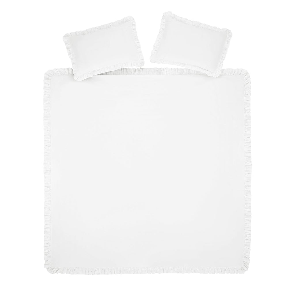 Matilda White Ruffle Linen Blend Duvet Set