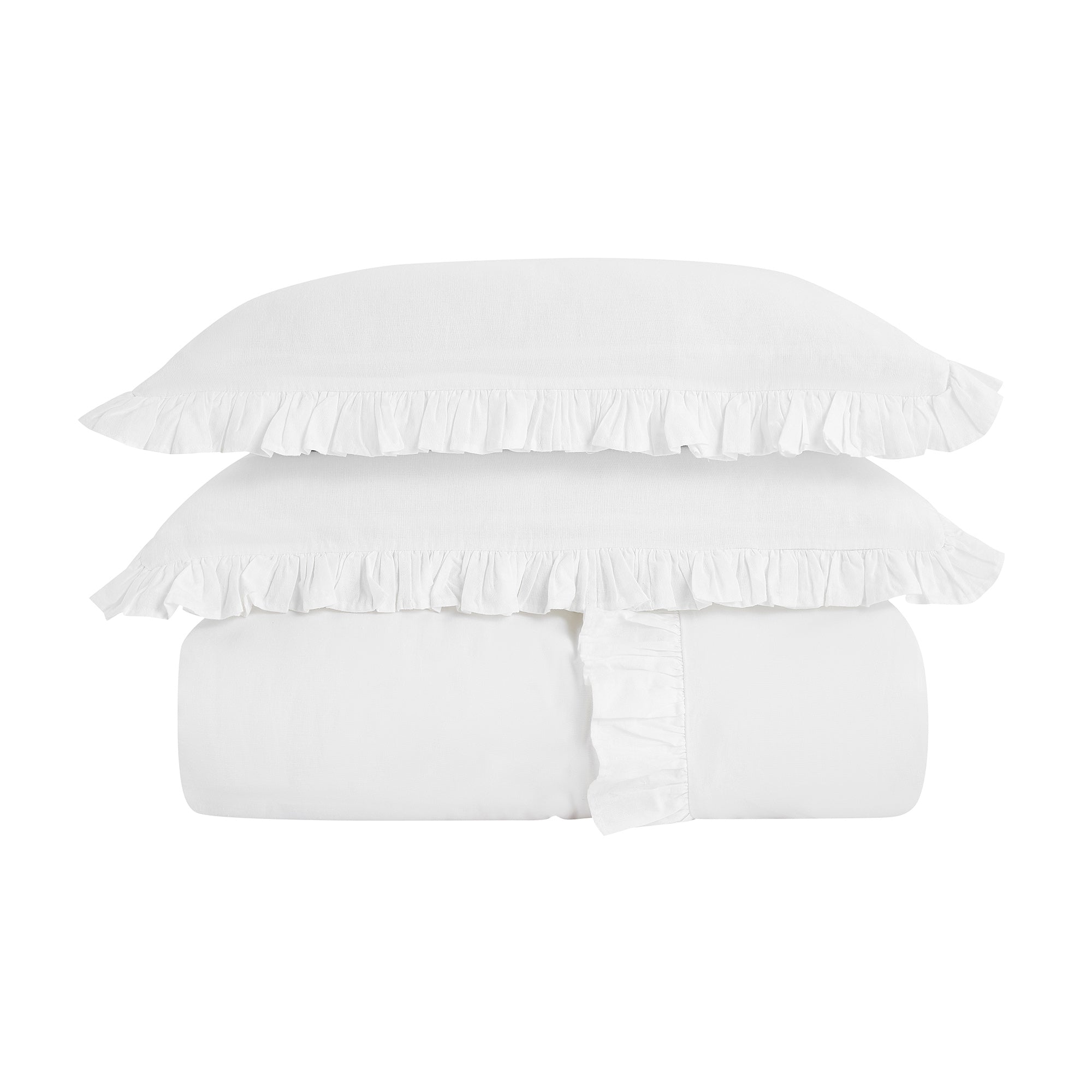 Matilda White Ruffle Linen Blend Duvet Set