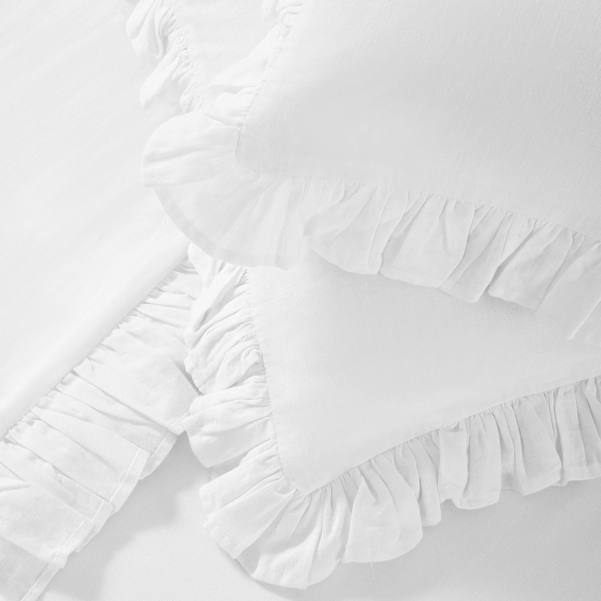 Matilda White Ruffle Linen Blend Duvet Set