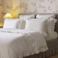 Matilda White Ruffle Linen Blend Duvet Set