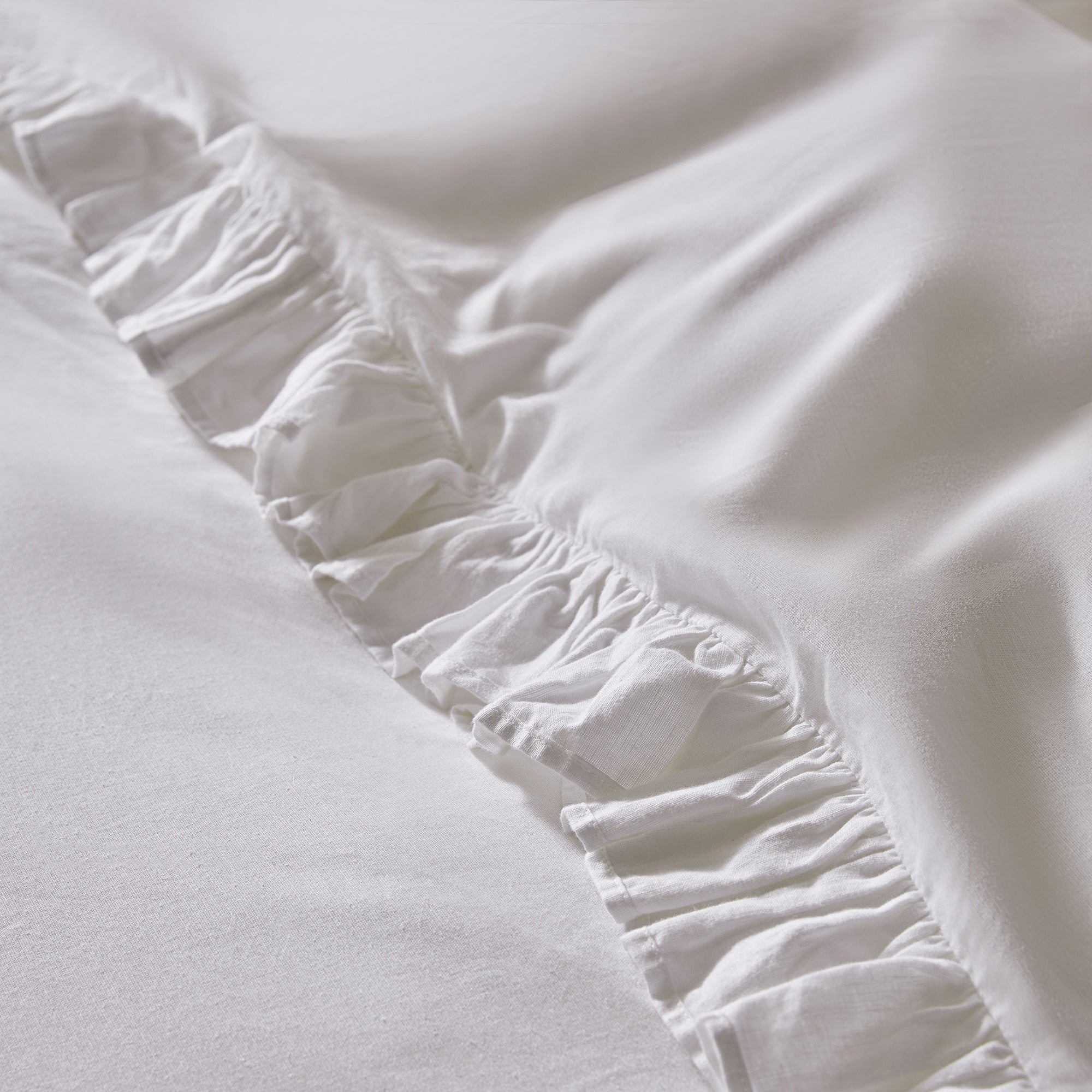 Matilda White Ruffle Linen Blend Duvet Set