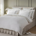 Meadow White Floral Embroidered 300 Thread Count Cotton Percale Duvet Set