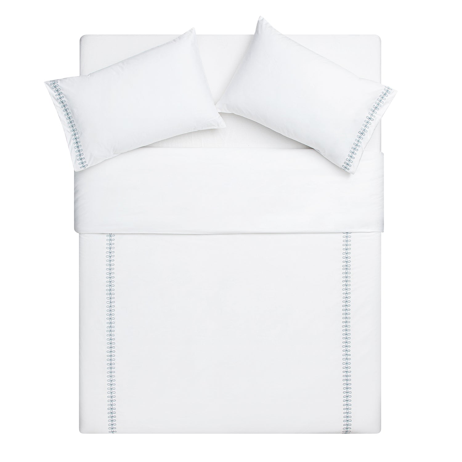 Milano Air Force Blue Knot Embroidered 600 Thread Count Cotton Sateen Duvet Set