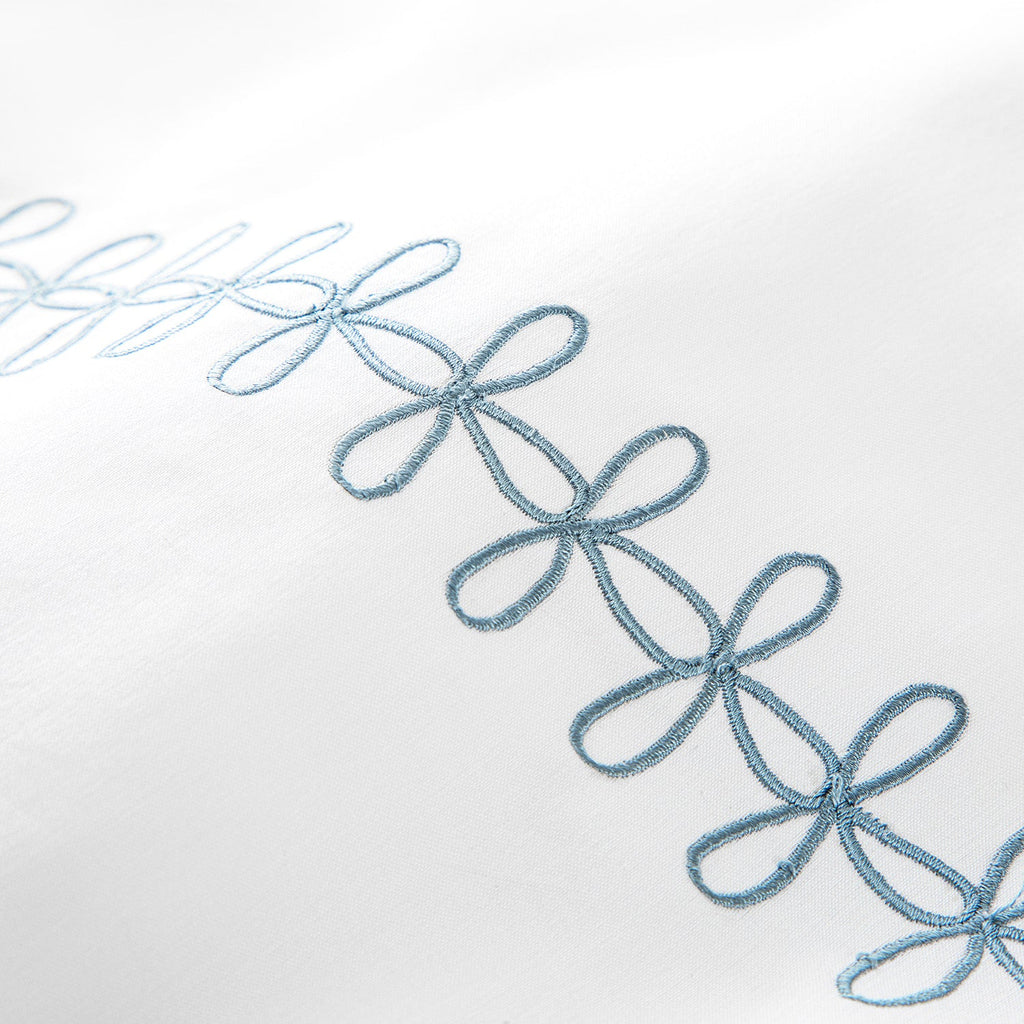 Milano Air Force Blue Knot Embroidered 600 Thread Count Cotton Sateen Duvet Set