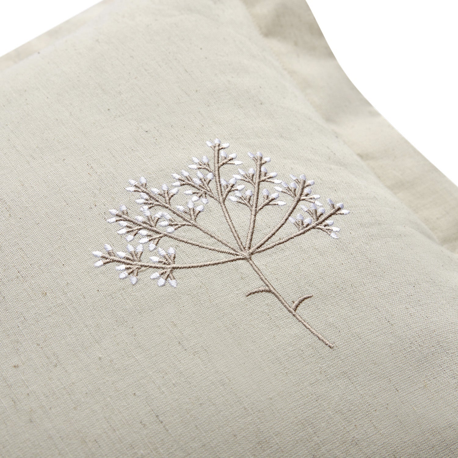 Meadow Cream Sprig Embroidered Linen Blend Duvet Set