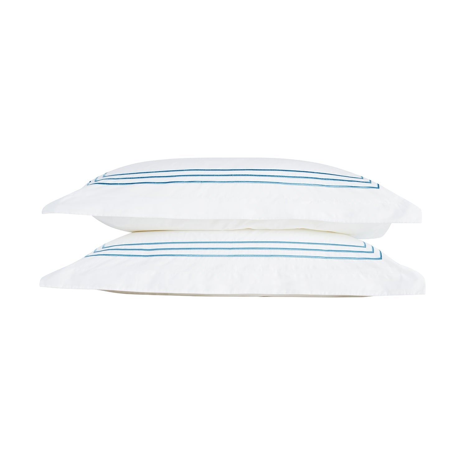 Belvedere Royal Blue Cord Embroidered 300 Thread Count Cotton Percale Oxford Pillowcases - Pair