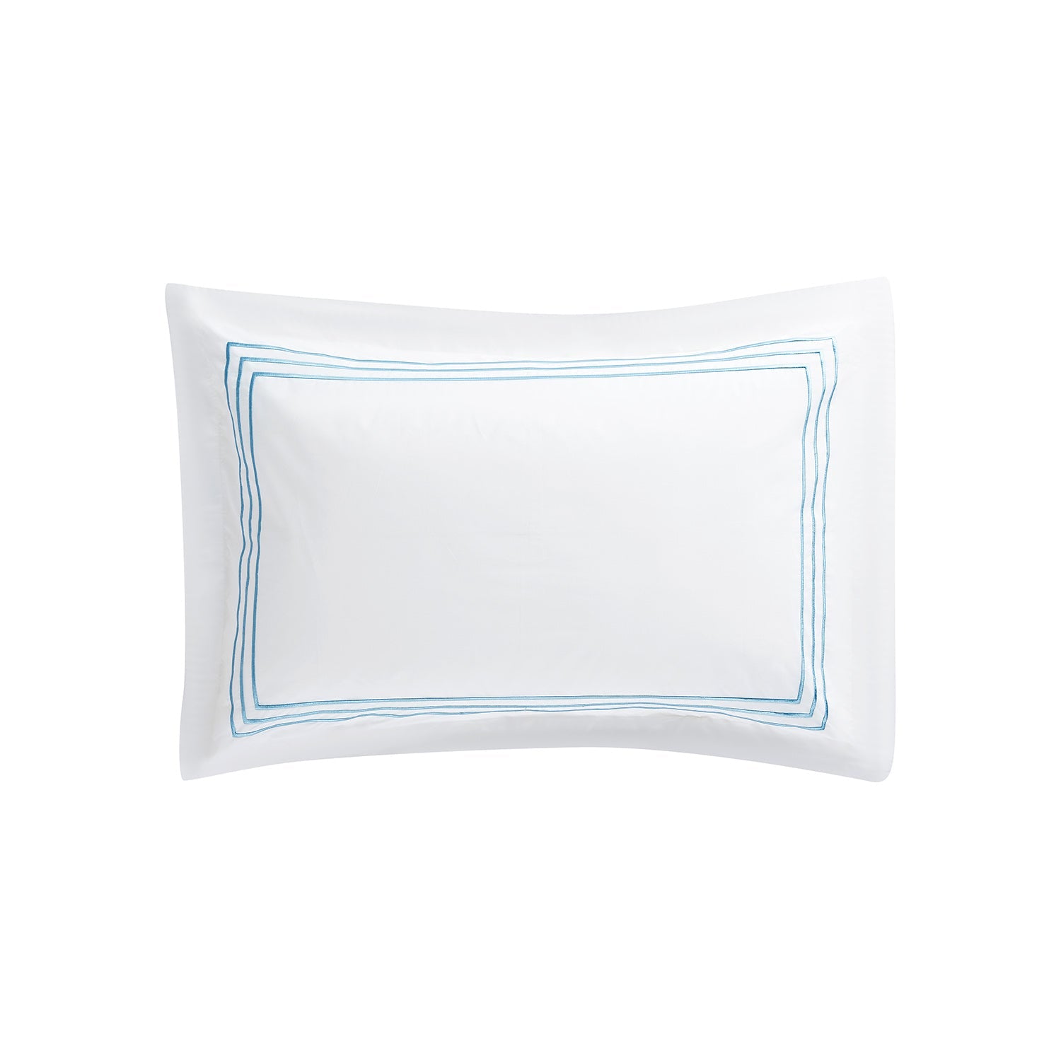 Belvedere Royal Blue Cord Embroidered 300 Thread Count Cotton Percale Oxford Pillowcases - Pair