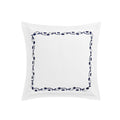 Adeline Midnight Blue Floral Embroidered 600 Thread Count Cotton Sateen Continental Square Pillowcases - Pair