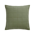 Darcy Floral Olive Green Quilted Reversible Linen Blend Continental Square Pillowcases - Pair