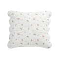 Darcy Rose Ivory White Scallop Quilted Linen Blend Continental Square Pillowcases - Pair
