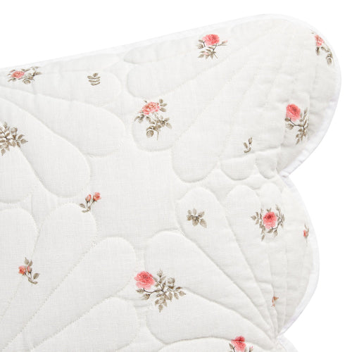 Darcy Rose Ivory White Scallop Quilted Linen Blend Continental Square Pillowcases - Pair