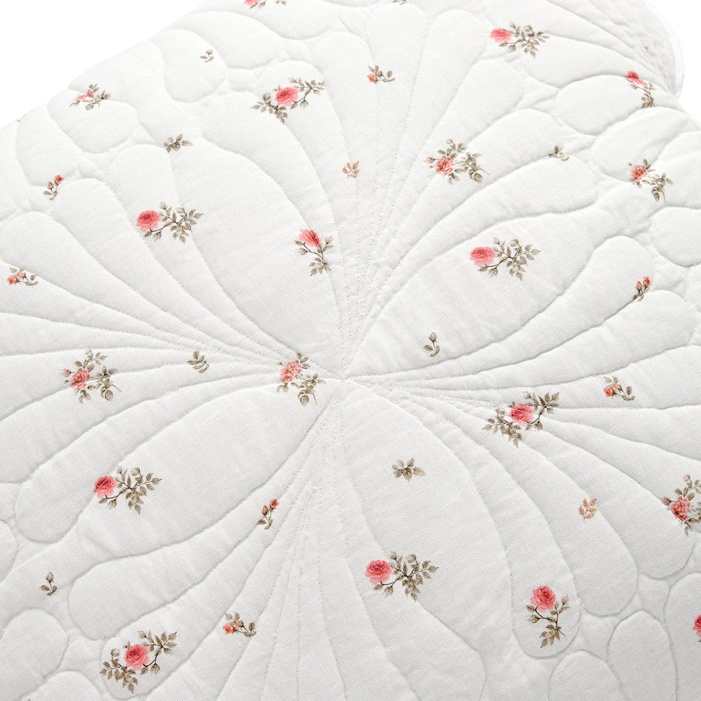 Darcy Rose Ivory White Scallop Quilted Linen Blend Continental Square Pillowcases - Pair