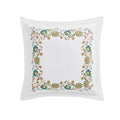 Flora & Fauna White Jacobean Floral Embroidered 300 Thread Count Cotton Percale Continental Square Pillowcases - Pair