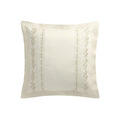Gabrielle Ivory Leaf Embroidered 600 Thread Count Cotton Sateen Continental Square Pillowcases - Pair