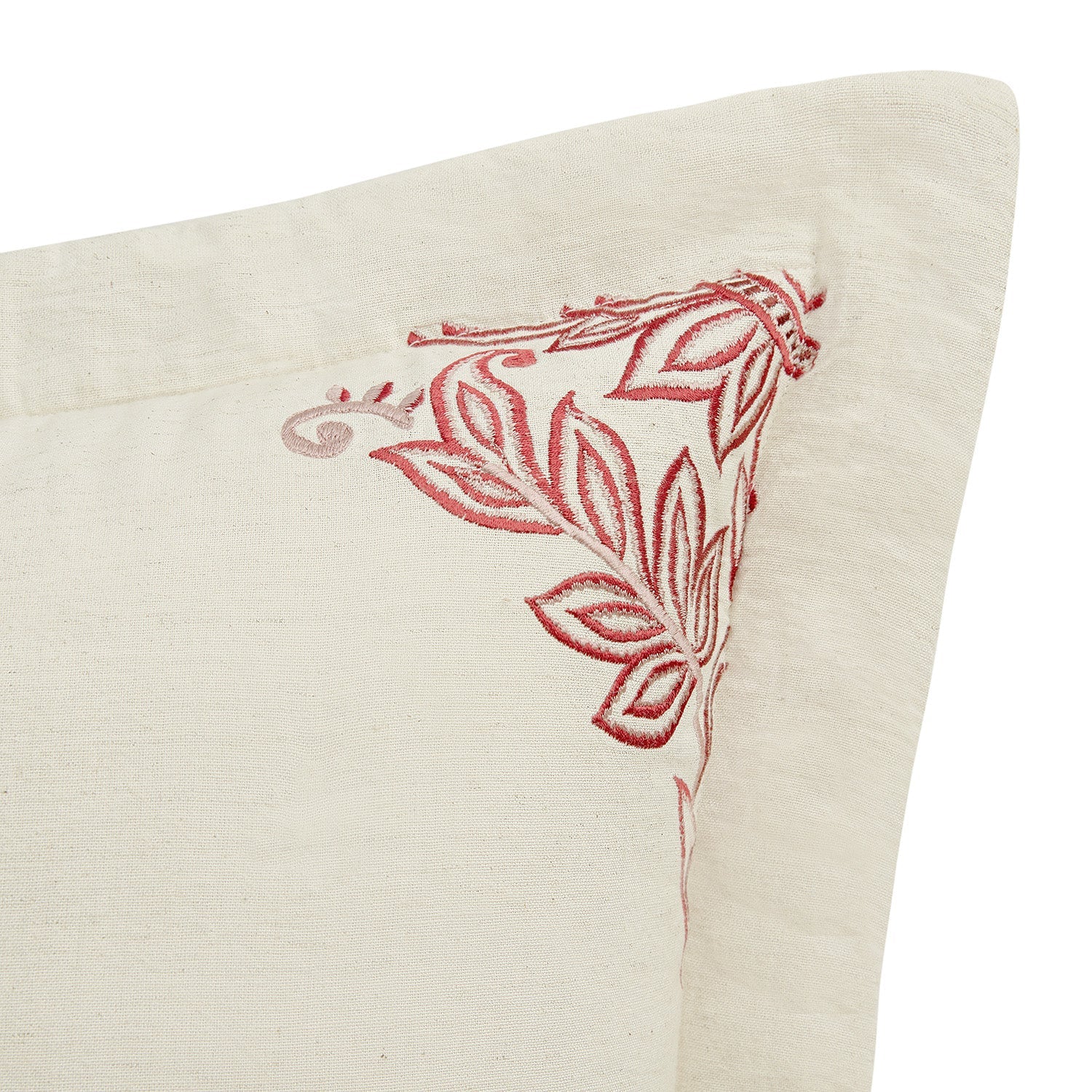 Isadora Garnet Red Damask Embroidered Quilted Linen Blend Continental Square Pillowcases - Pair