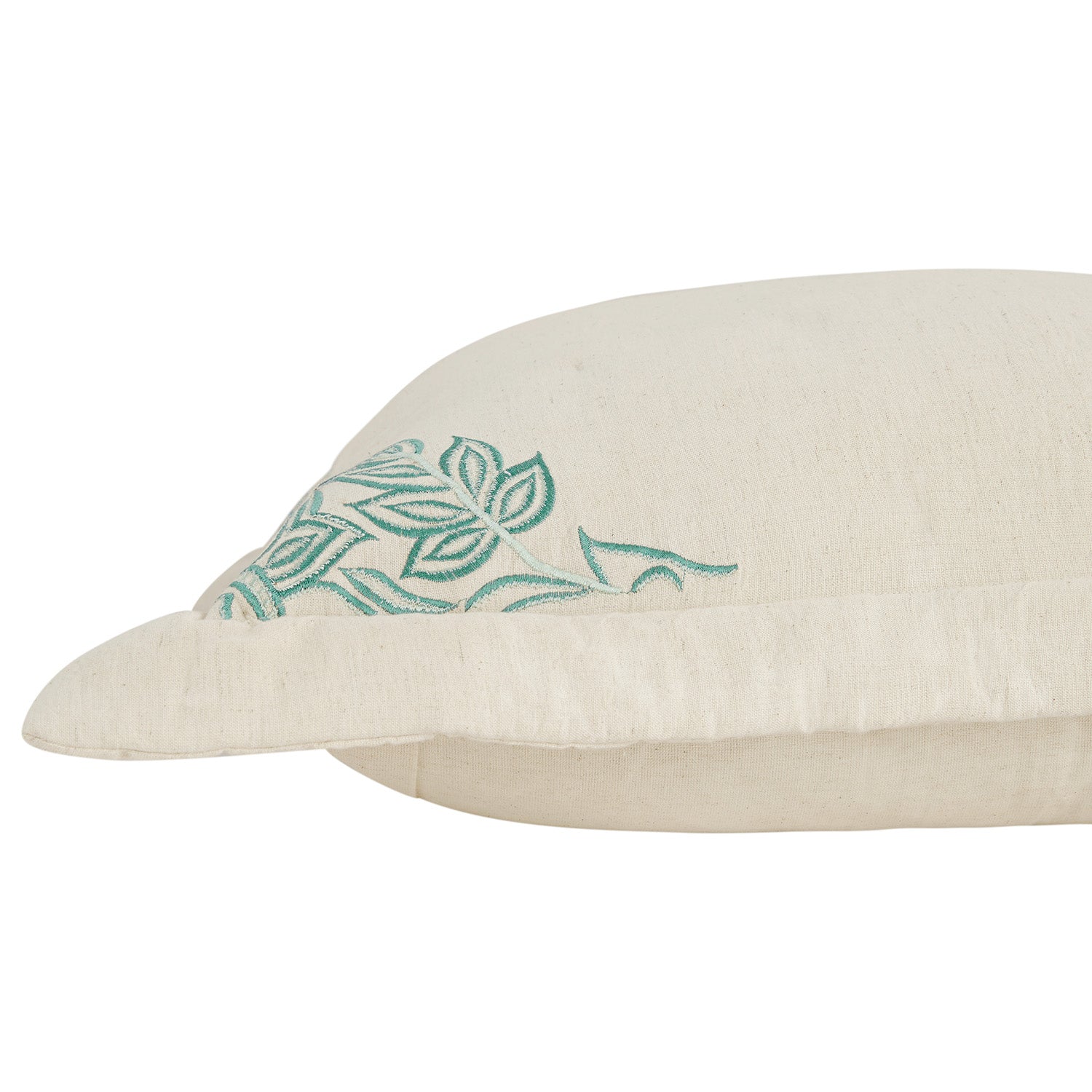 Isadora Teal Damask Embroidered Quilted Linen Blend Continental Square Pillowcases - Pair