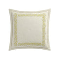 Jasmina Cream Floral Embroidered Quilted Linen Blend Continental Square Pillowcases - Pair