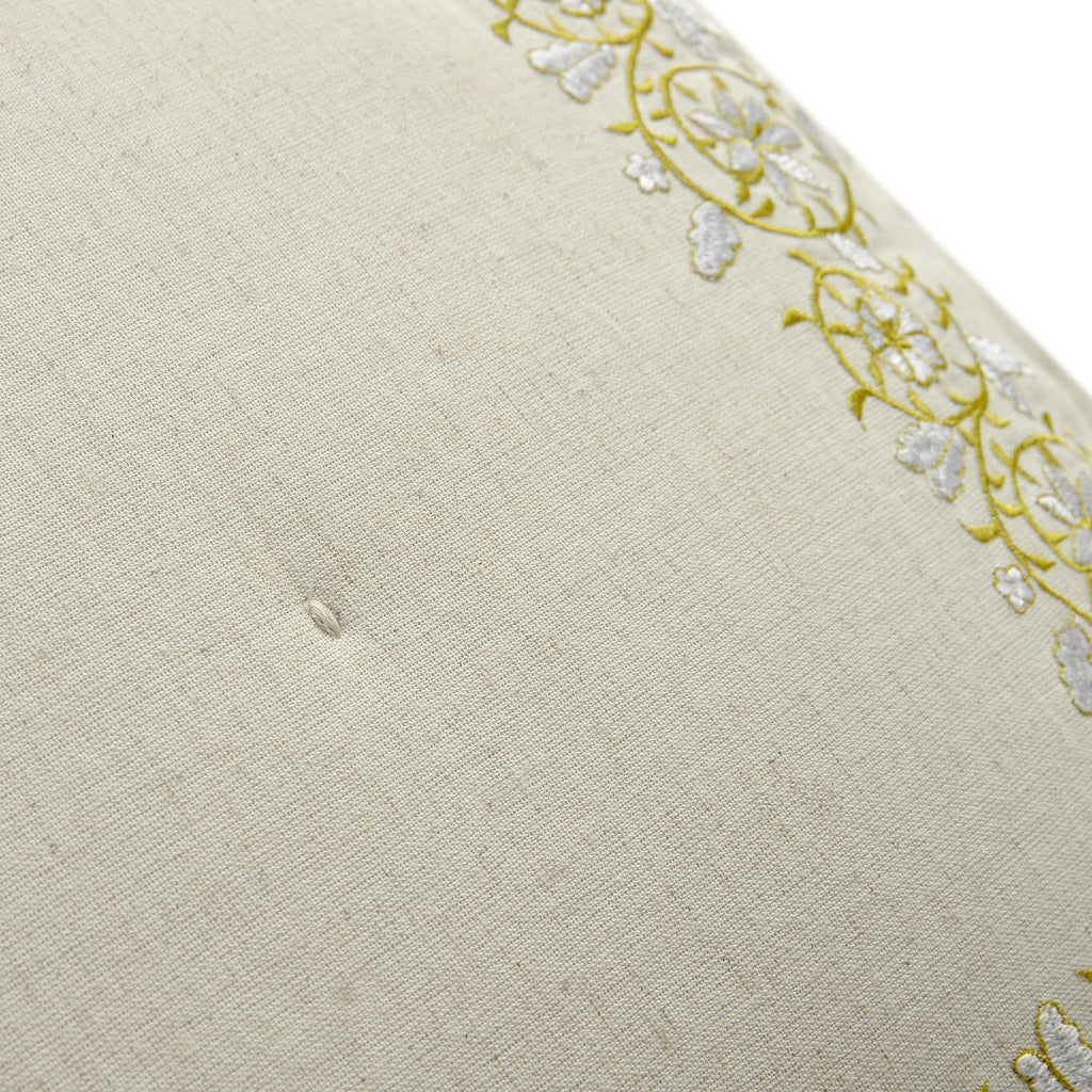 Jasmina Cream Floral Embroidered Quilted Linen Blend Continental Square Pillowcases - Pair