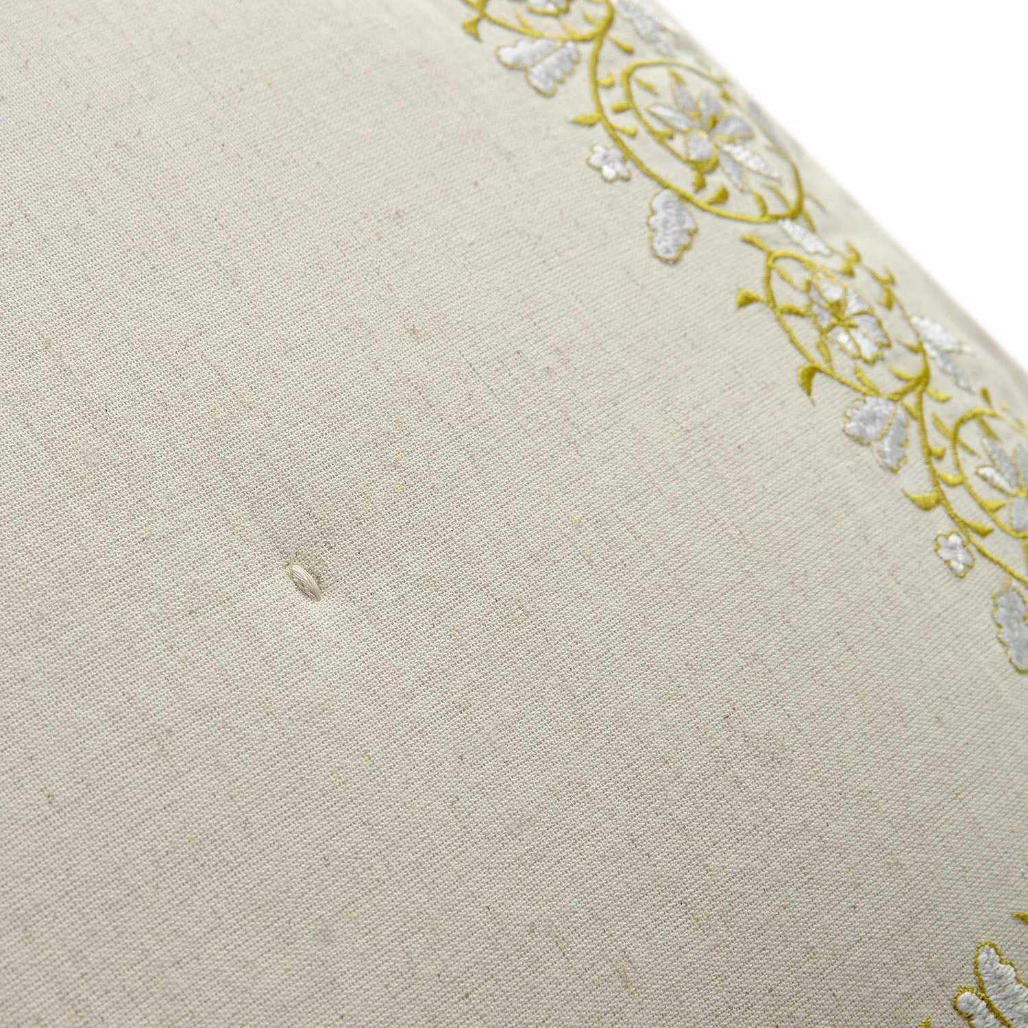 Jasmina Cream Floral Embroidered Quilted Linen Blend Continental Square Pillowcases - Pair