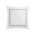 Kingsbury Navy & Powder Blue Heritage Embroidered 600 Thread Count Cotton Sateen Continental Square Pillowcases - Pair