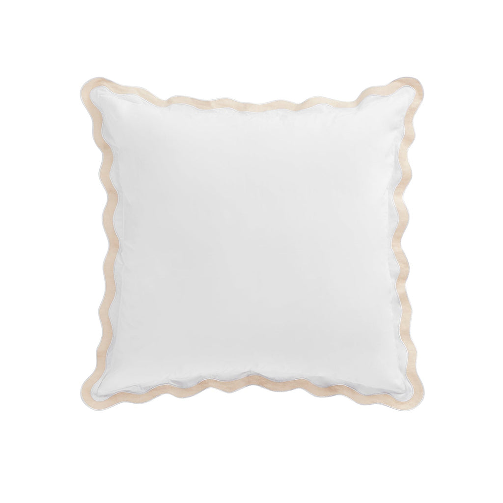 Lucinda Peach Melba Wave 300 Thread Count Cotton Percale Continental Square Pillowcases - Pair