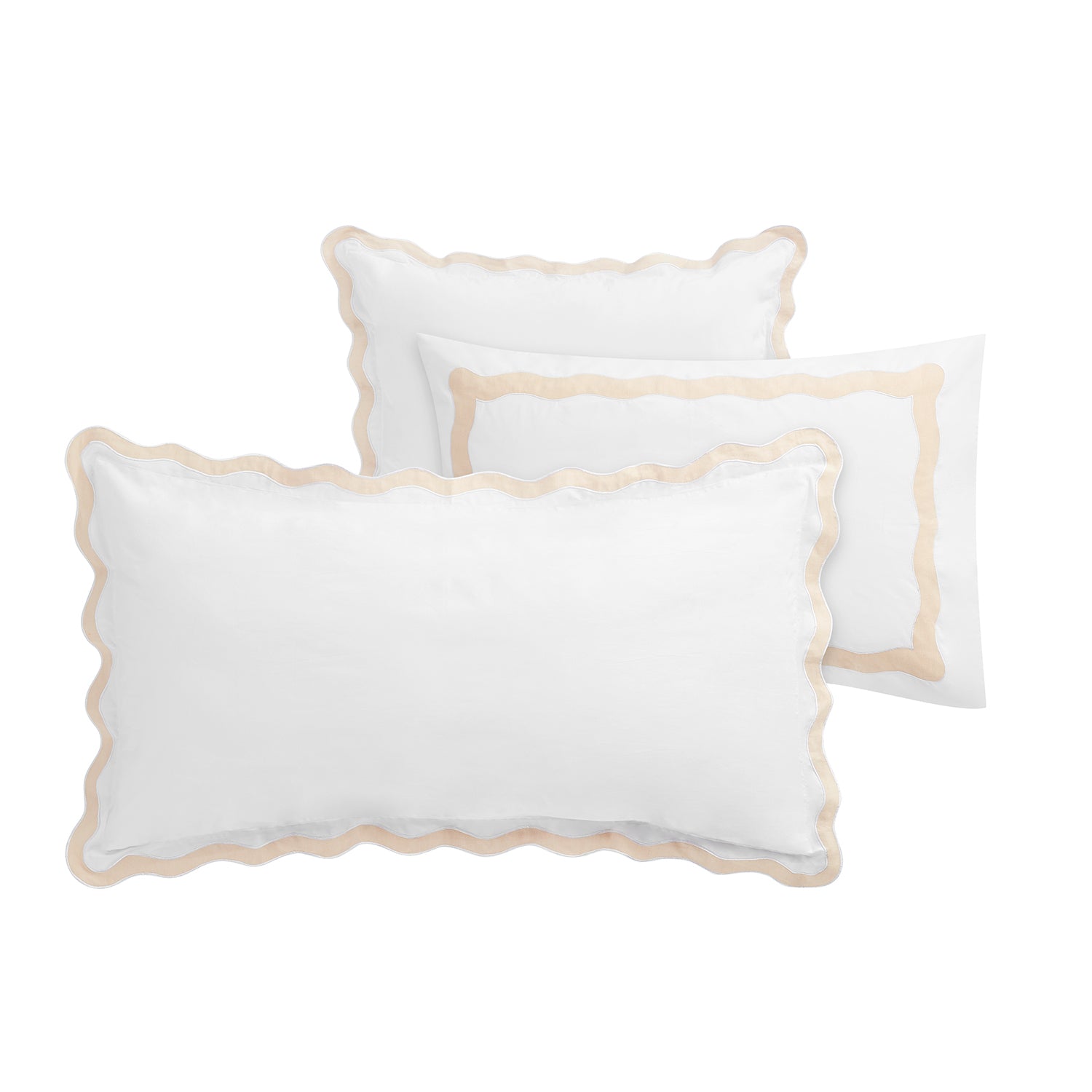 Lucinda Peach Melba Wave 300 Thread Count Cotton Percale Continental Square Pillowcases - Pair