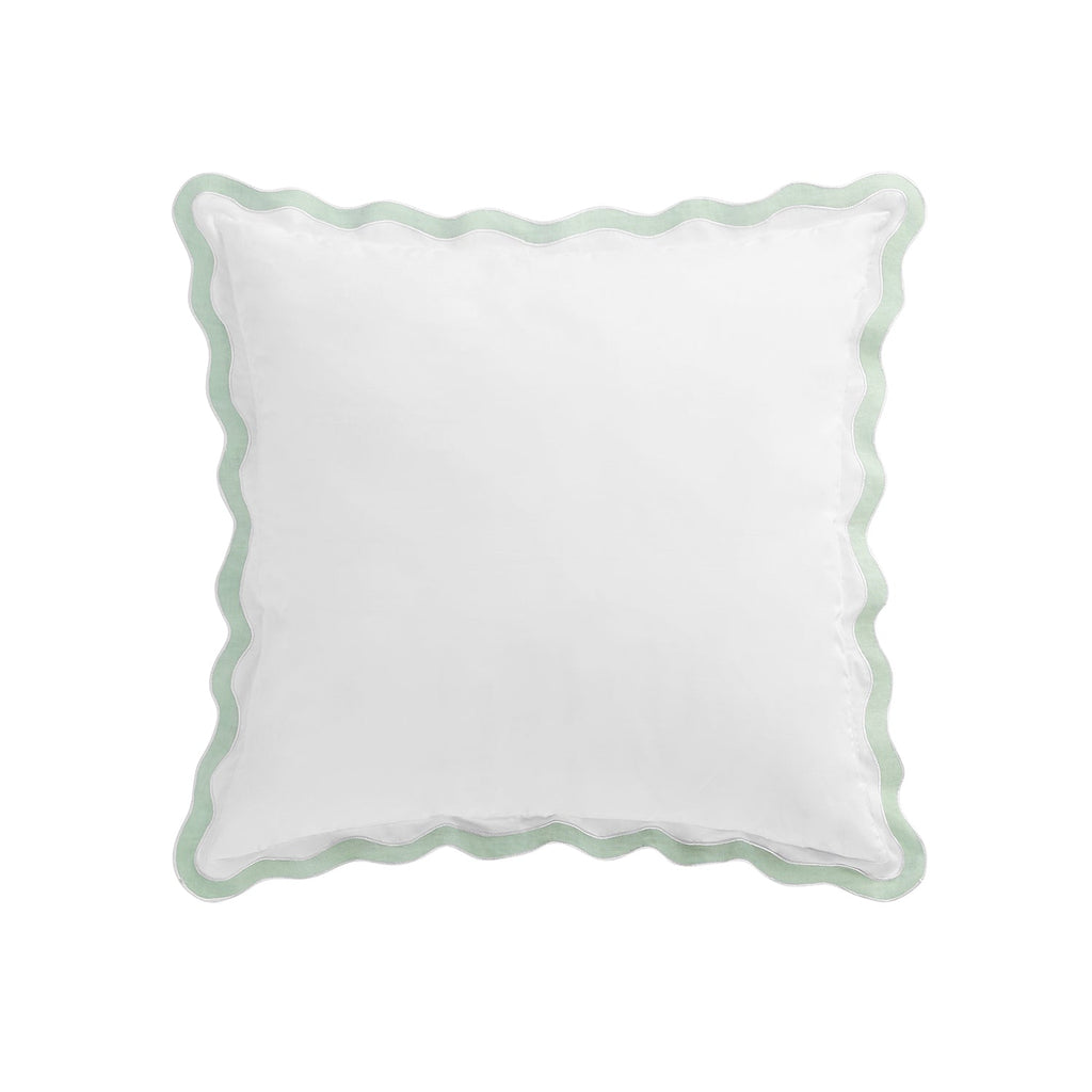 Lucinda Seafoam Green Wave 300 Thread Count Cotton Percale Continental Square Pillowcases - Pair
