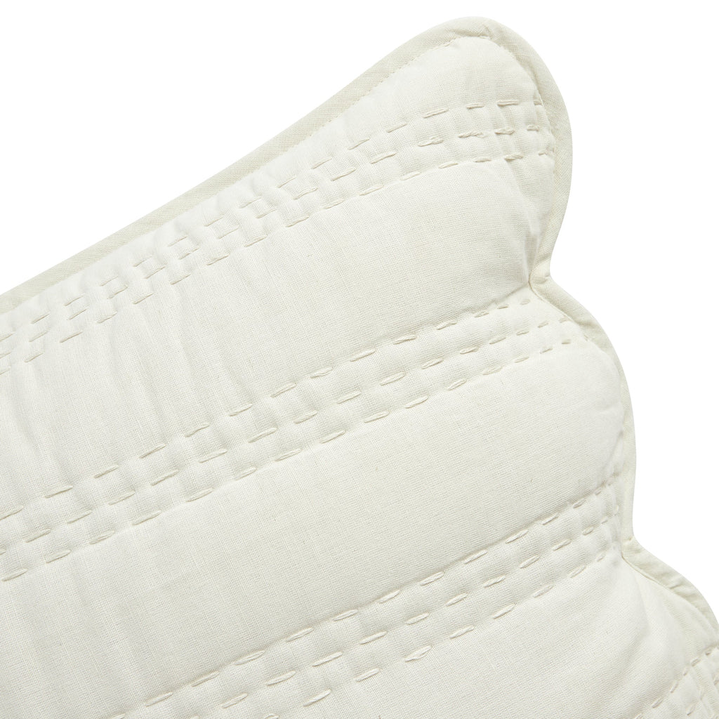 Matilda Cream Scallop Quilted Linen Blend Continental Square Pillowcases - Pair