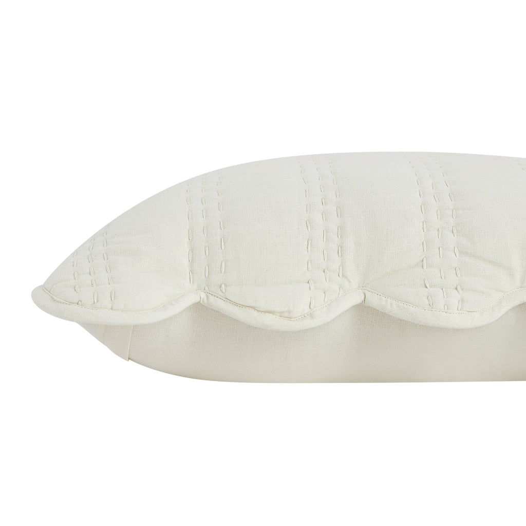 Matilda Cream Scallop Quilted Linen Blend Continental Square Pillowcases - Pair