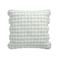 Matilda Sage Green Gingham Scallop Quilted Linen Blend Continental Square Pillowcases - Pair