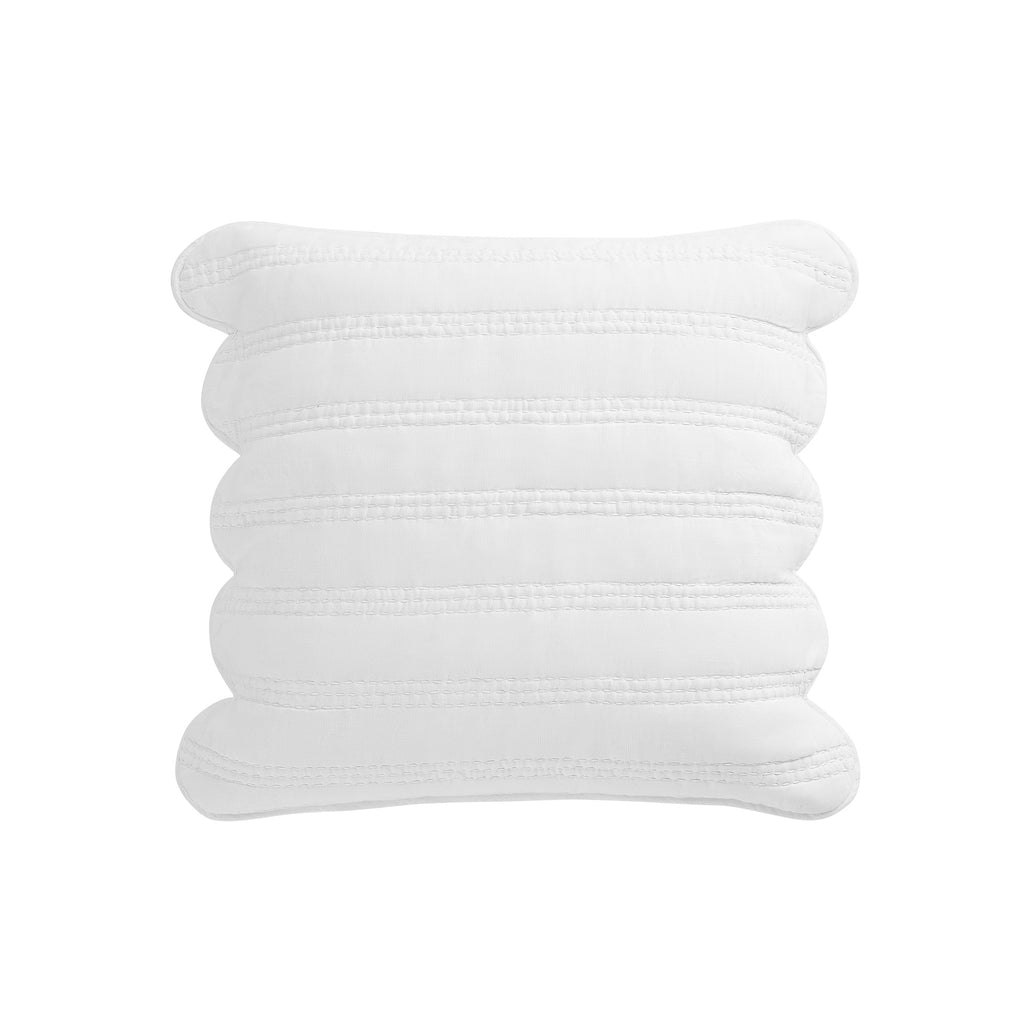 Matilda White Scallop Quilted Linen Blend Continental Square Pillowcases - Pair