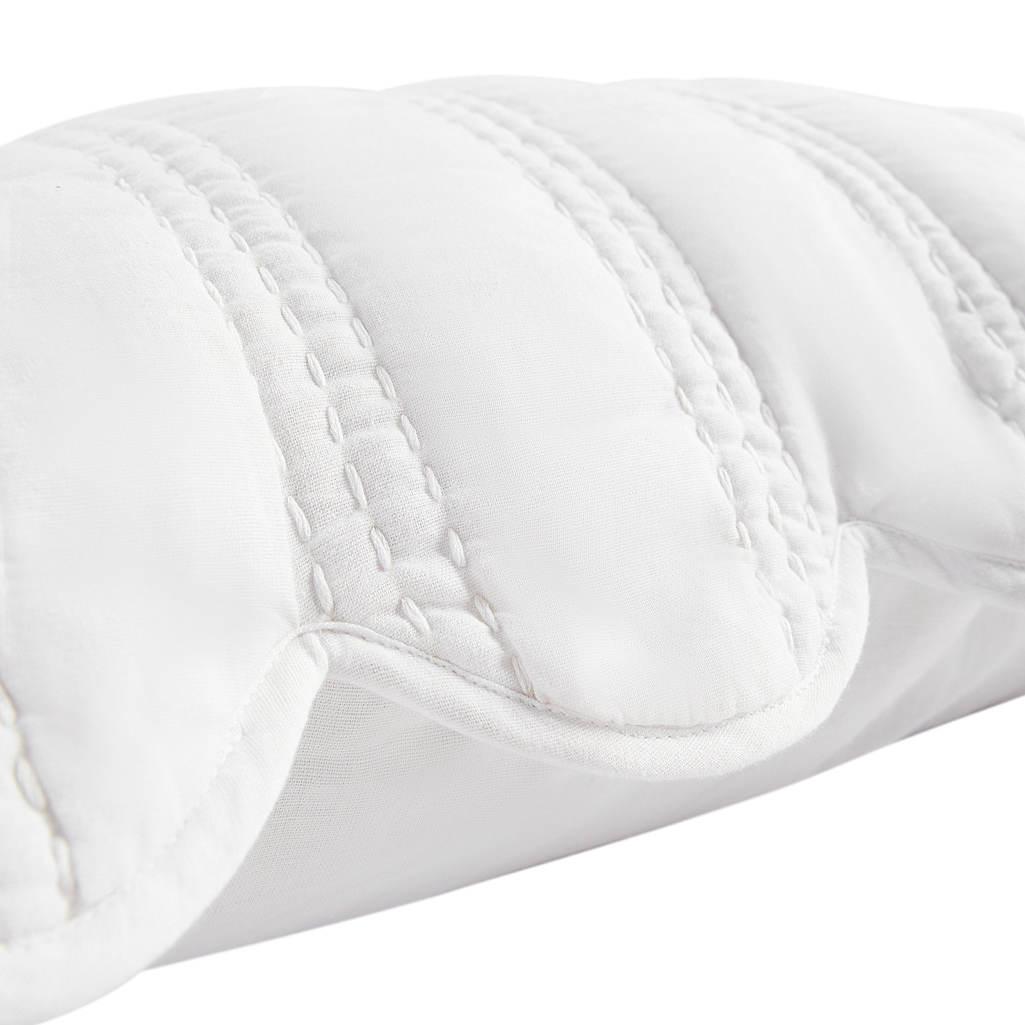 Matilda White Scallop Quilted Linen Blend Continental Square Pillowcases - Pair