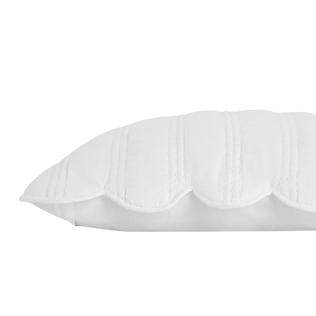 Matilda White Scallop Quilted Linen Blend Continental Square Pillowcases - Pair