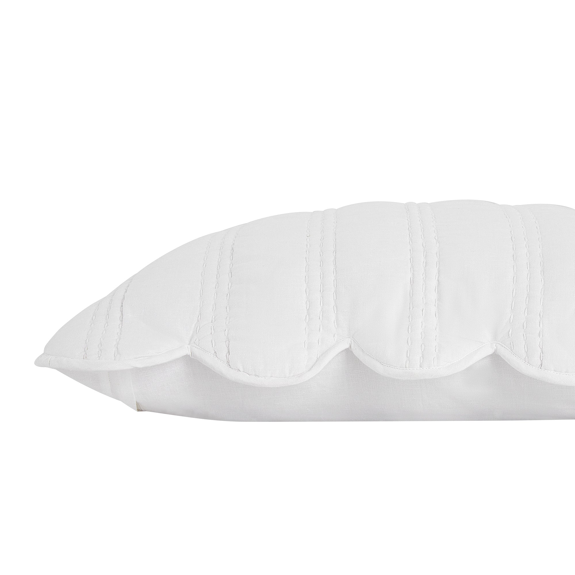 Matilda White Scallop Quilted Linen Blend Continental Square Pillowcases - Pair