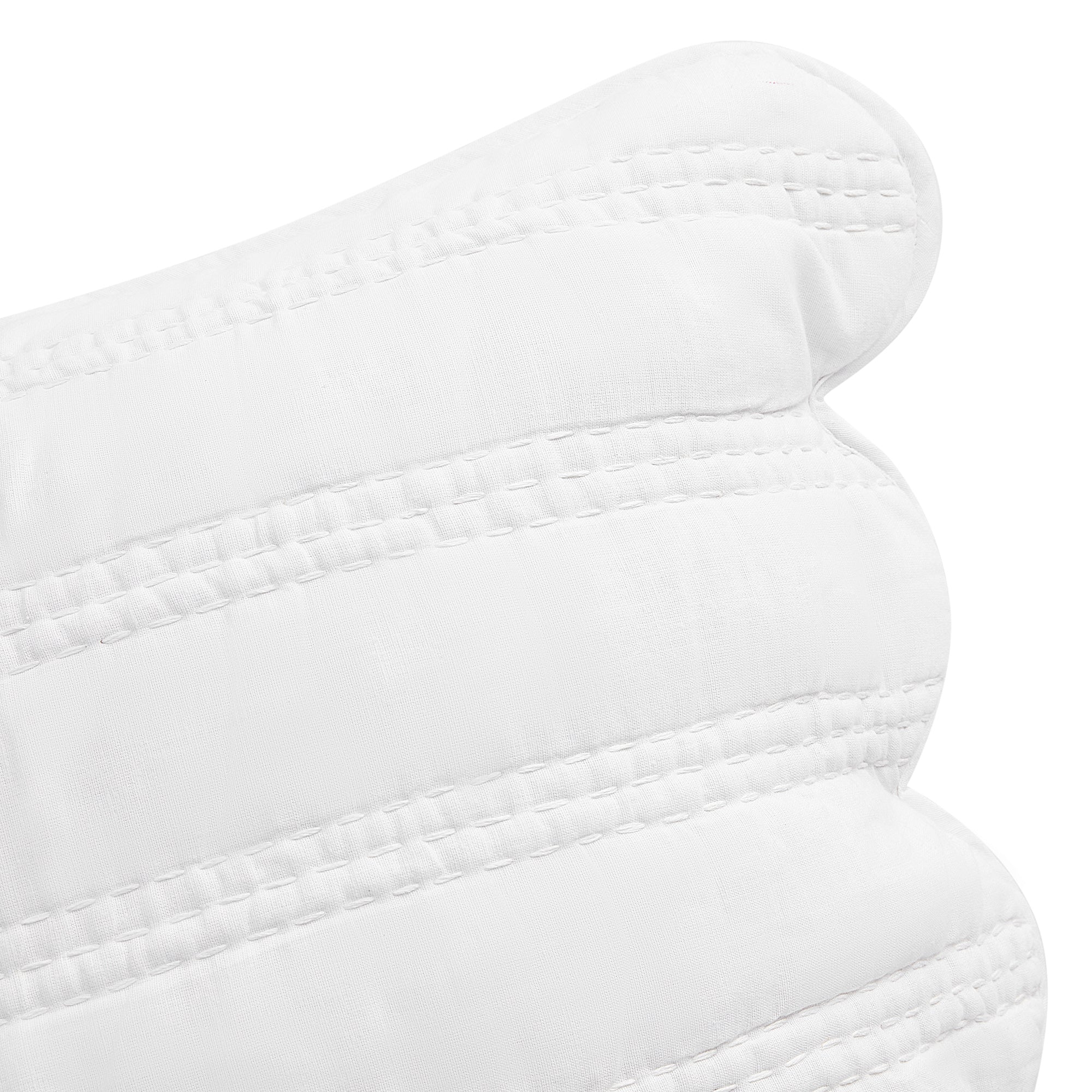 Matilda White Scallop Quilted Linen Blend Continental Square Pillowcases - Pair