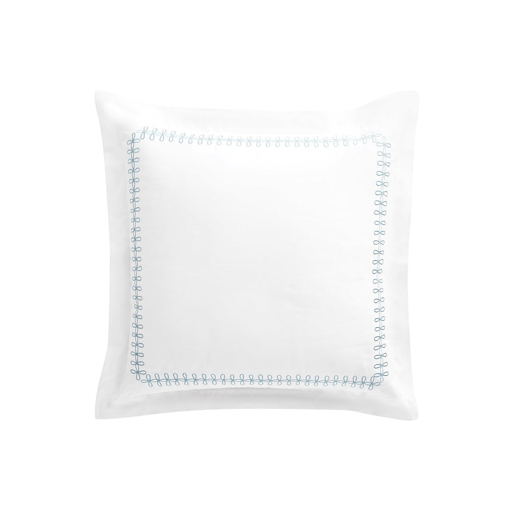 Milano Air Force Blue Knot Embroidered 600 Thread Count Cotton Sateen Continental Square Pillowcases - Pair