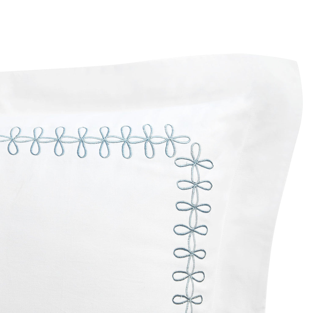 Milano Air Force Blue Knot Embroidered 600 Thread Count Cotton Sateen Continental Square Pillowcases - Pair